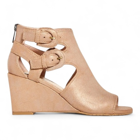 Donald J. Pliner PRISCILLA Leather Open Toe Wedge Sandals in Light Bronze NIB - Picture 6 of 6